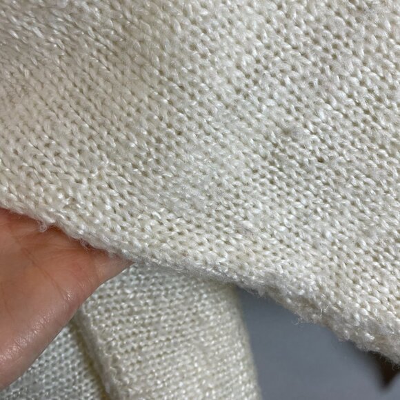 Vintage 80s Sweater Applique Beaded Sequins White Women Medium Batwing Sleeve - Picture 12 of 14